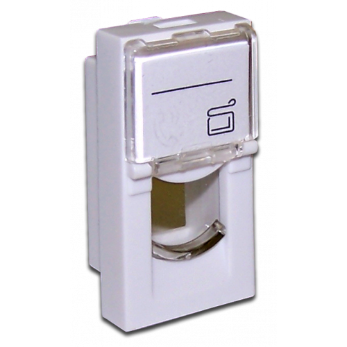 22.5x45 insert for 1 module, with shutter and enlarged label field, white